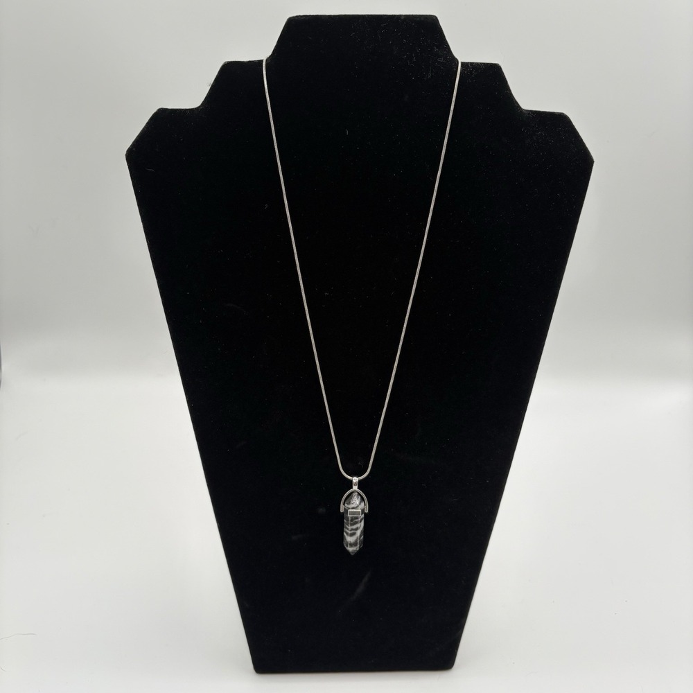 Zebra Jasper Healing‎ Crystal Pendant Necklace 11"